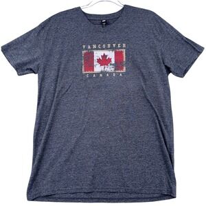 Initial Attraction Vancouver Canada Flag‎ Graphic T Shirt V Neck Grey Mens L G
